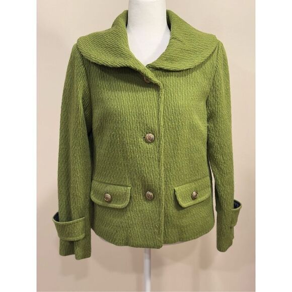 Bernado Women’s Wide Collar Button Wool Blend Knit Coat Blazer Green Medium - Picture 1 of 9